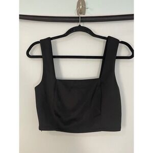 NWT Lulus Black Square Neck Sleeveless Crop Top Size Small